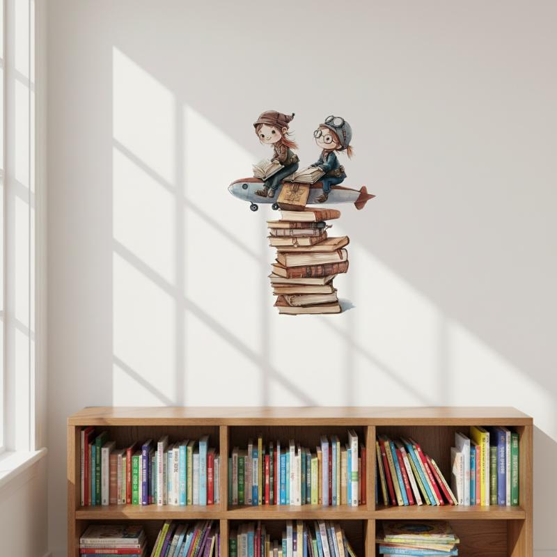 Kids Education Wallpaper - 1 Stück abnehmbare Cartoon-Traumbücher-Wandaufkleber für Kinderzimmer,