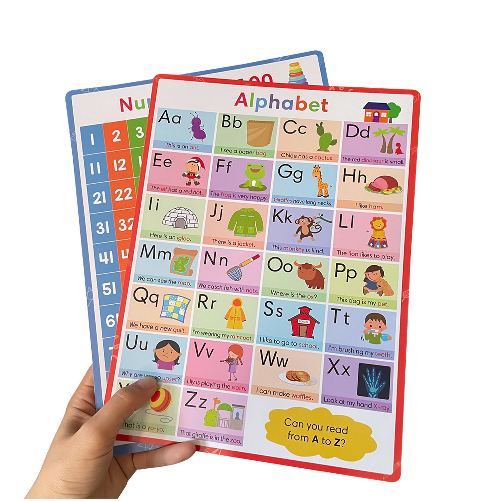 Kids Education Wallpaper - 2-teiliges Alphabet- und Zahlenposter-Set, bunter Druck,