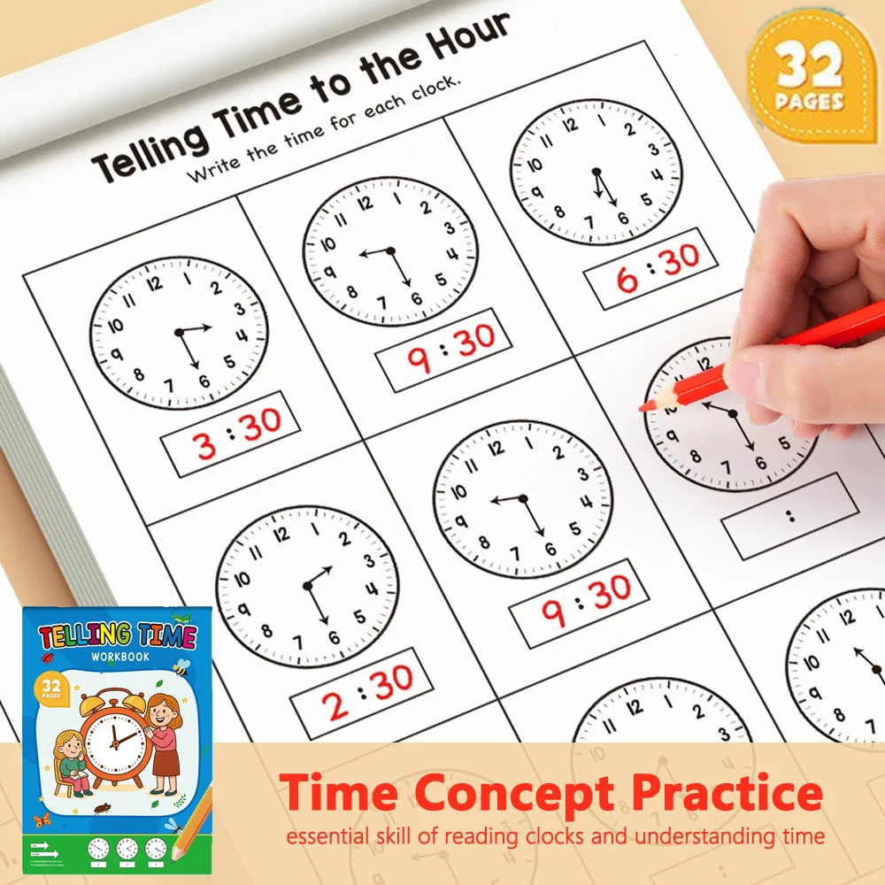 Learning Workbook Preschool - 32-seitiges Lernheft zum Thema Zeit für