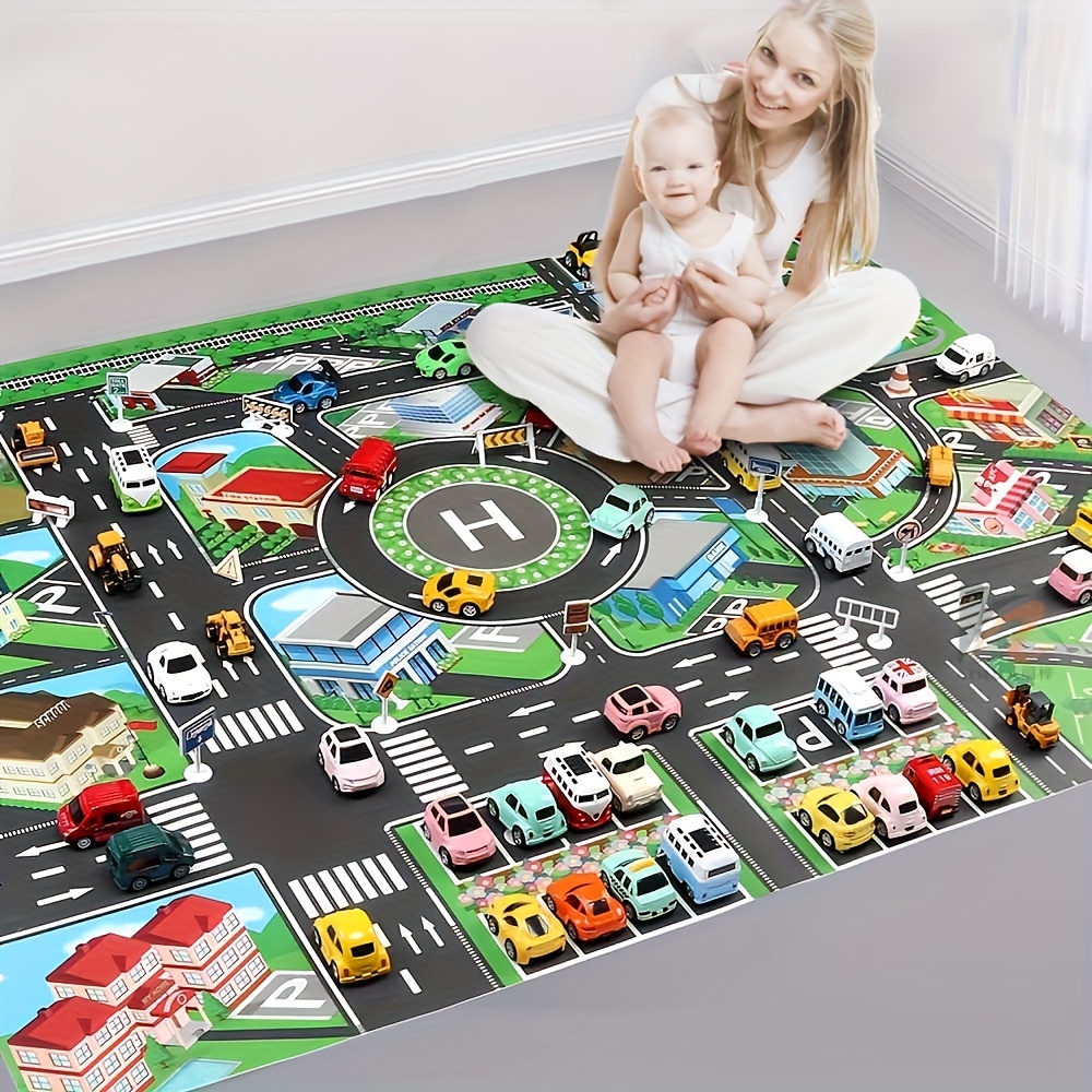 Free Educational Games For Kids - 1 Stück, Stadtverkehr-Spielmatte, großes Spielpad, wasserdicht,
