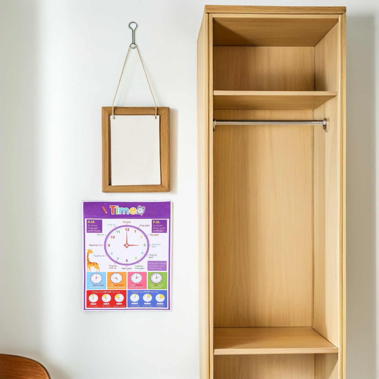 Zeit-Lernposter für Kinder, pä – Kids Education Wallpaper Bewertung und Preis
